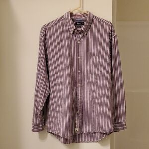 Bass Men's Casual Striped Shirt - Purple and White